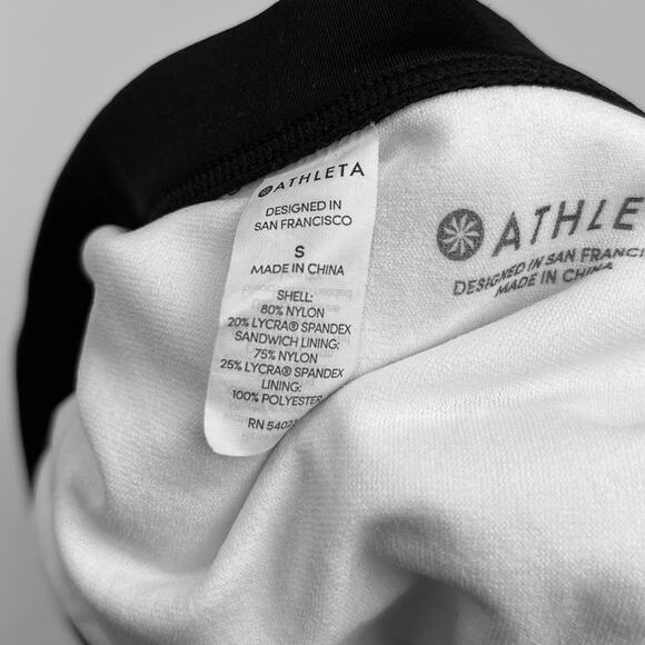 Athleta Chevron Black White Striped Print Bikini Bottom Swimsuit Swimwear Sz S - Picture 5 of 6